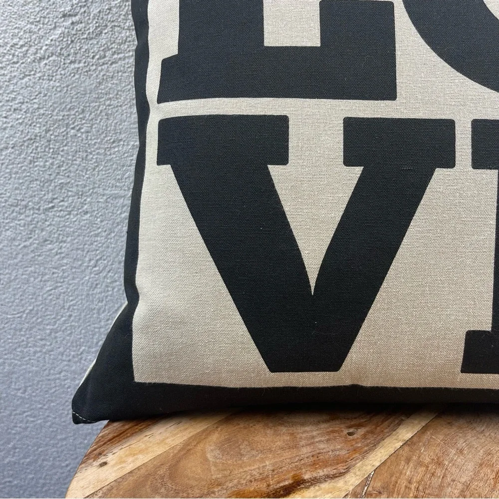 Vintage House l LOVE Retro Mod Graphic Letters Duck Feather Insert Accent Pillow